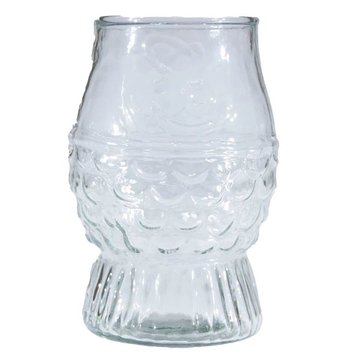 Creative Co-Op Embossed Fish Scales Drinking Glass