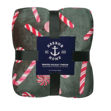 Harbor Home Candy Cane Toss Blanket