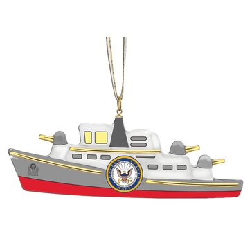 Glass Baron Navy Ship Ornament