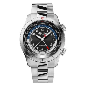 Alpina Men's Startimer Pilot Quartz Worldtimer Bracelet Watch