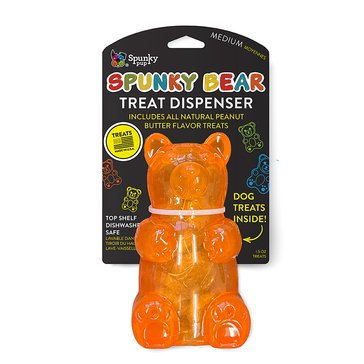 Spunky Pup Bear Treats Dispensing Chew Toy With Treats, Medium