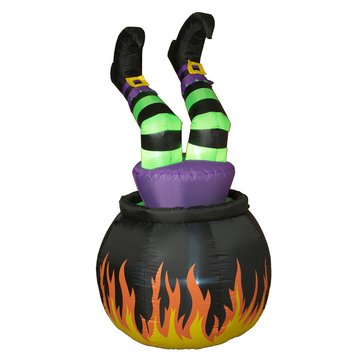 Gerson 5 Electric Animated Inflatable Halloween Witch in Cauldron