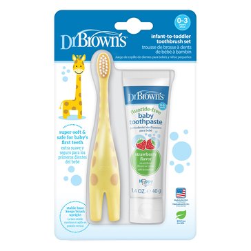 Dr. Browns Infant-to-Toddler Toothbrush, Giraffe with Strawberry Toothpaste
