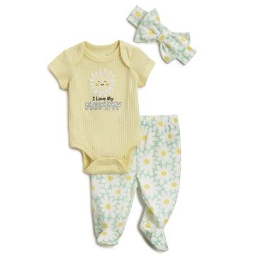 Wanderling Baby Girls' Footed Pant Set with Headband, 3-Piece