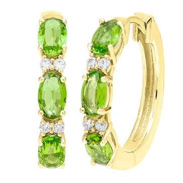 Peridot and White Sapphire Huggie Earrings