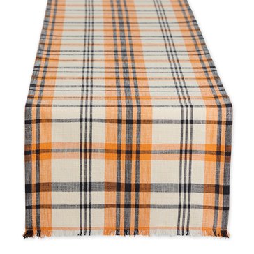 Design Imports Happy Halloween Large Plaid Table Runner