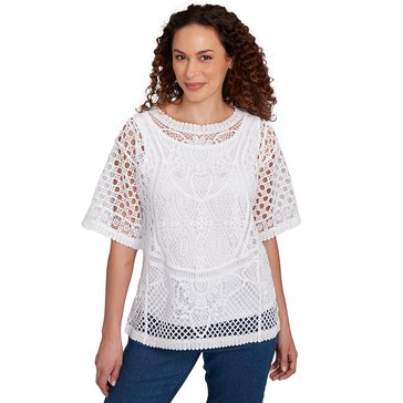 Ruby Rd Women's Floral Elbow Sleeve Sweater
