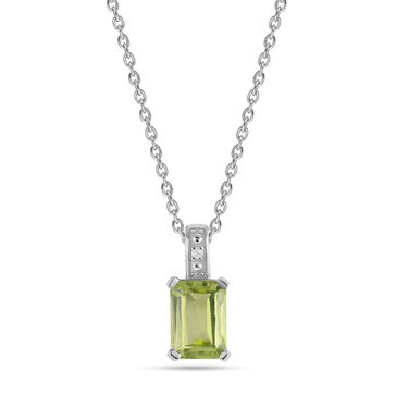Peridot with White Topaz Accents Emerald Cut Pendant