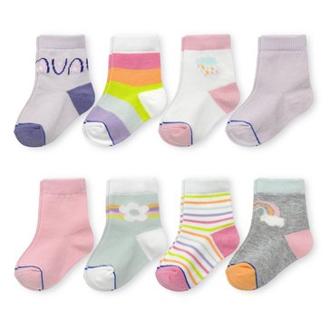 Goldbug Baby Girls Crew Socks, 8-Pack