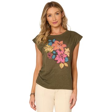 Democracy Women's Scoop Neck Asymmetrical Printed Knit Top