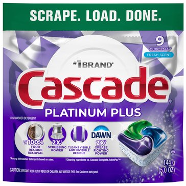 Cascade Platinum Plus Action Pacs Dishwasher Detergents, Fresh Scent