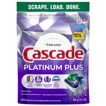 Cascade Platinum Plus Action Pacs Dishwasher Detergents, Fresh Scent