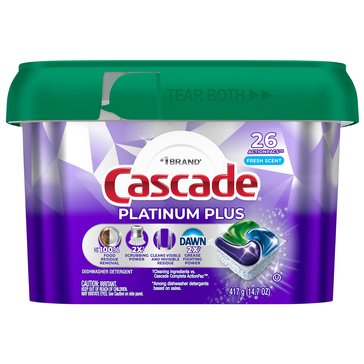 Cascade Platinum Plus Action Pacs Dishwasher Detergents, Fresh Scent