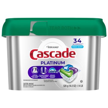Cascade Platinum Action Pacs Dishwasher Detergents, Fresh Scent