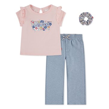Levi's Toddler Girls' Ruffle Shoulder Wide Leg Knit Pants Set