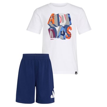 Adidas Little Boys' Cotton Tee And 3-Stripe Shorts Set