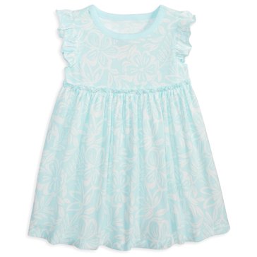 Wanderling Baby Girls' Tonal Tropical Flutter Sleeve Dress