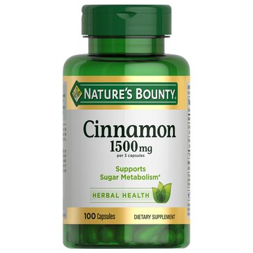 Nature's Bounty Cinnamon 1500mg Capsules, 100-Count