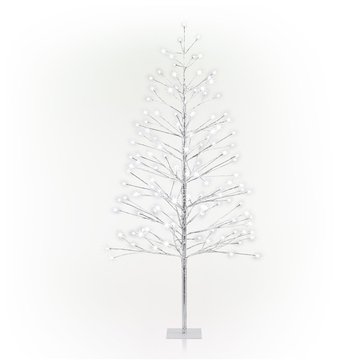 Alpine Silver Christmas Tree Dcor with Cool White LED Lights       