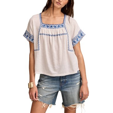 Lucky Brand Women's Embroidered Short Sleeve Tee
