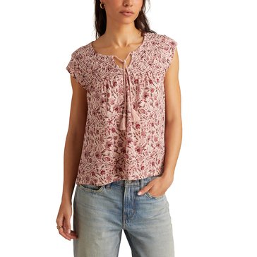 Lucky Brand Women's Decorative Smocked Tee