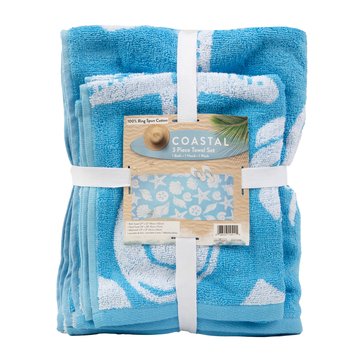 Coastal Cotton 3-Piece Towel Set