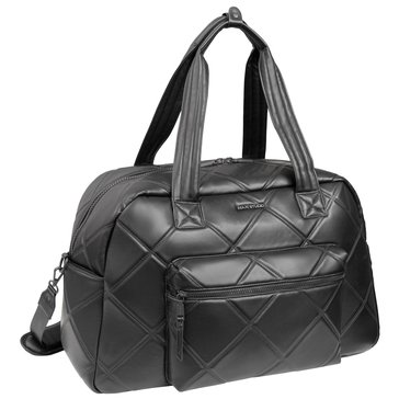Max Studio Large Double Diamond Lamby PU Quilted Duffle With Add-A-Bag Feature