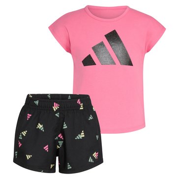 Adidas Little Girls' 3 Bar Toss Confetti Short Set
