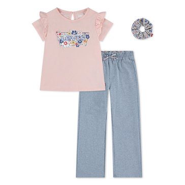 Levi's Little Girls' Ruffle Shoulder Wide Leg Knit Pant Set