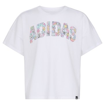 Adidas Big Girls' Floral Sport Doodle Logo Tee