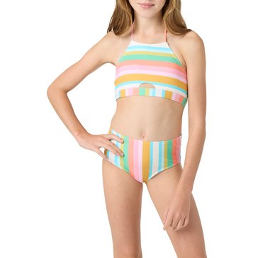 O'Neill Big Girls' Stripe Peekaboo 2-Piece Swimsuit