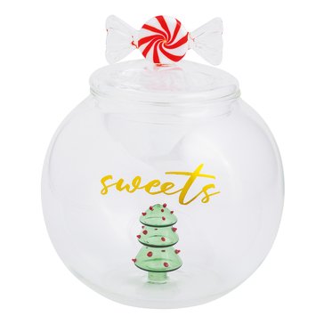 Mud Pie Christmas Glass Cookie Jar