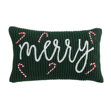 Mud Pie Green Christmas Chunky Knit Pillow