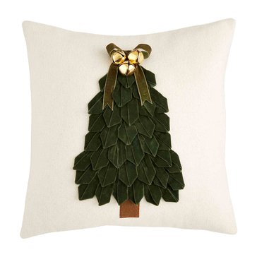 Mud Pie Square Velvet Ribbon Tree Pillow