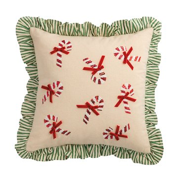 Mud Pie Candy Cane Christmas Sequin Pillow