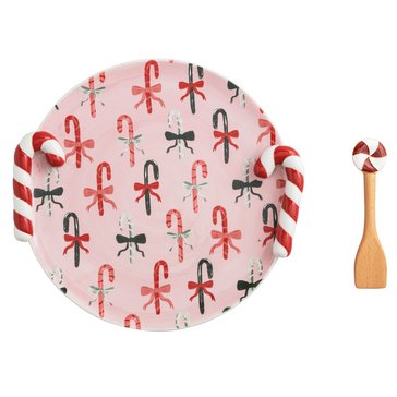 Mud Pie Christmas Candy Handle Cookie Plate