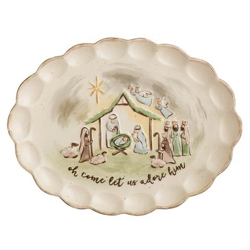 Mud Pie Scalloped Nativity Platter