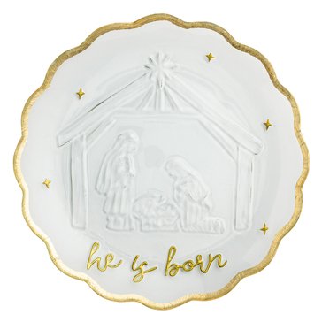 Mud Pie Glass Nativity Platter
