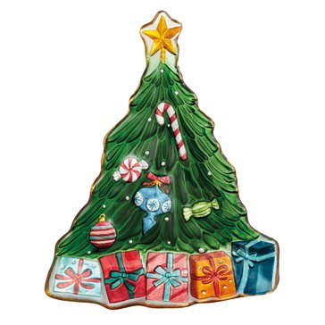 Mud Pie Christmas Tree Glass Platter