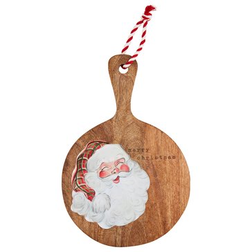 Mud Pie Round Santa Wood Enamel Board
