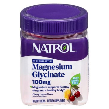Natrol Magnesium Glycinate 100mg Soft Chews, 30-Count