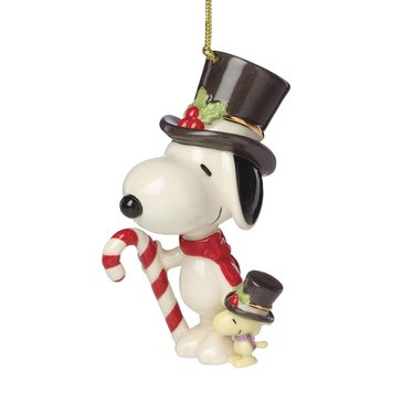 Lenox Snoopy And Woodstock Candy Cane Ornament