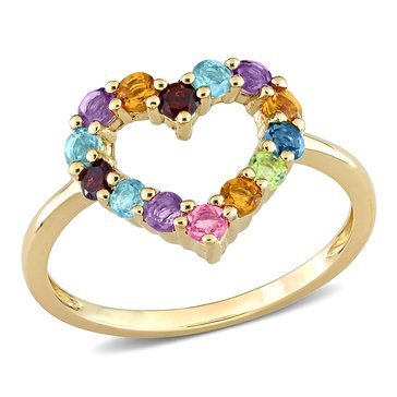 Sofia B. 3/4 cttw Multi-Color Gemstones Open Heart Ring