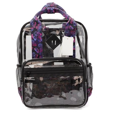Rampage Clear PVC Double Top Handle Butterfly Print Backpack
