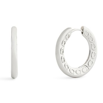 Coach C Quilted Metal Small Hoop Earrings