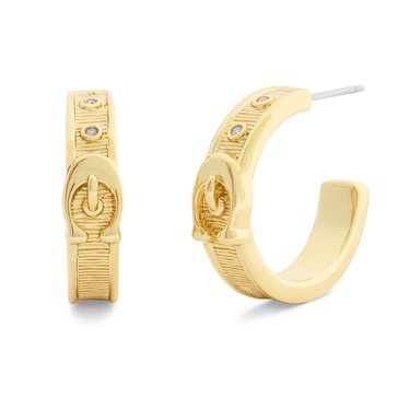Coach Brushed Buckle Hoop Earrings