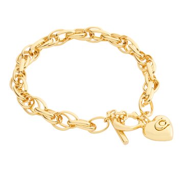 Coach Brushed Link Heart Flex Bracelet