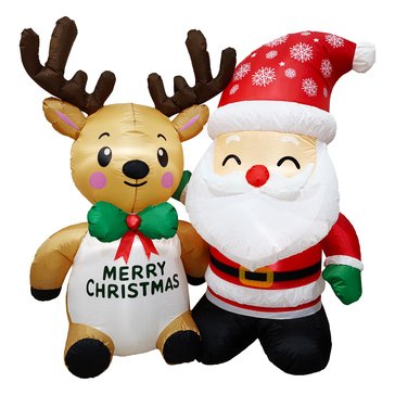 HKS Global Resources Christmas Santa with Reindeer Inflatable