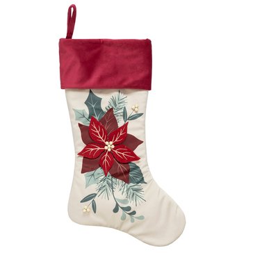 HKS Global Resources Velvet Pointsettia Stocking