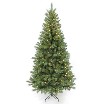 HKS Global Resources 7-Foot Prelit Forest Pine White Lights Artificial Christmas Tree